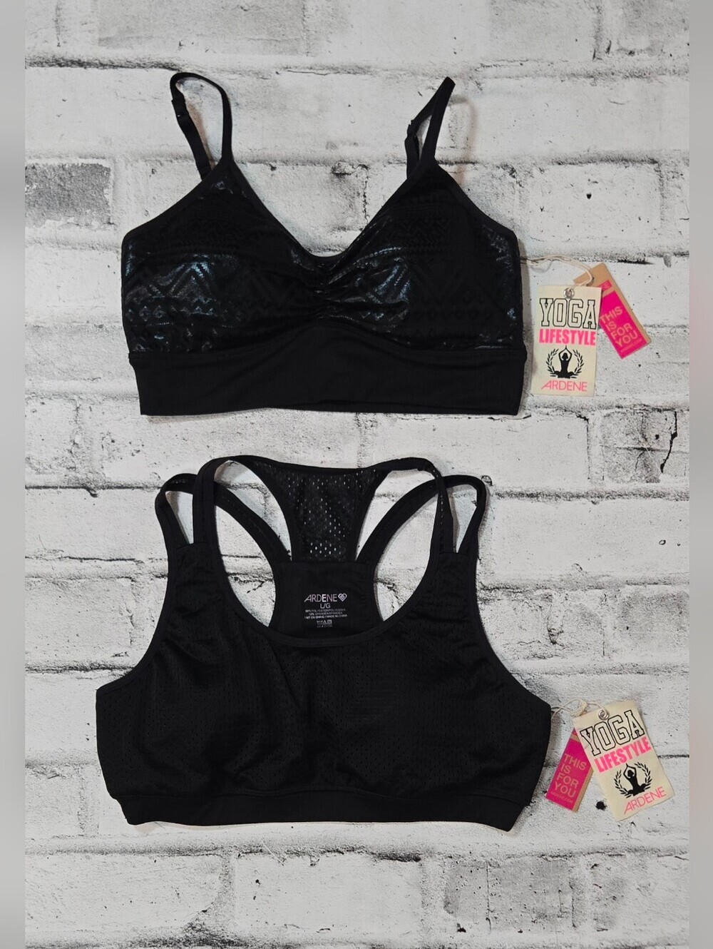Vintage Ardene Yoga Lifestyle Sports Bra Set NWT Black Large